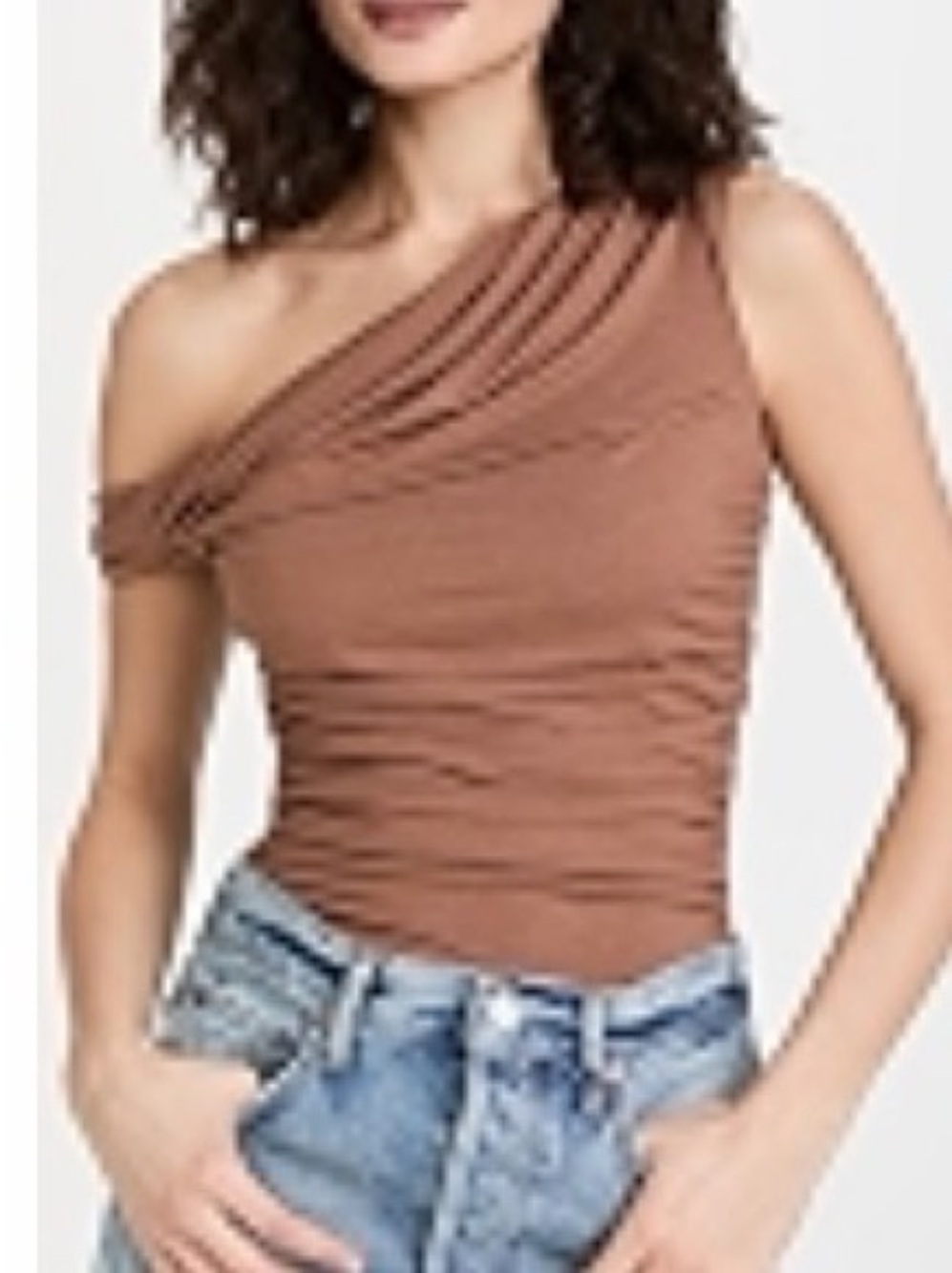 Agolde One-Shoulder Ruched Bodysuit